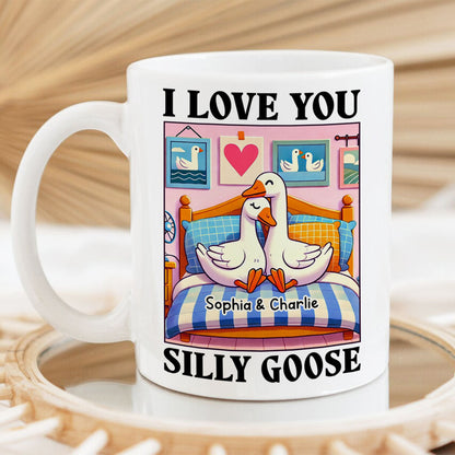 I Love You Silly Goose Cute Romantic Gift Mug, Cute Ducks Personalized Mug, Girlfriend Boyfriend Gift