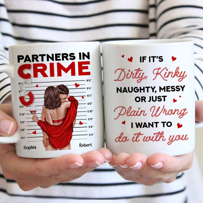 Couple Standing Kissing Partners In Crime Personalized Mug