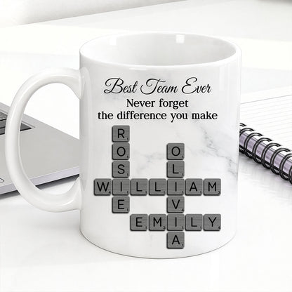 Best Team Ever Crossword - Personalized Mug - Sentimental Gift for Coworkers, Work Besties