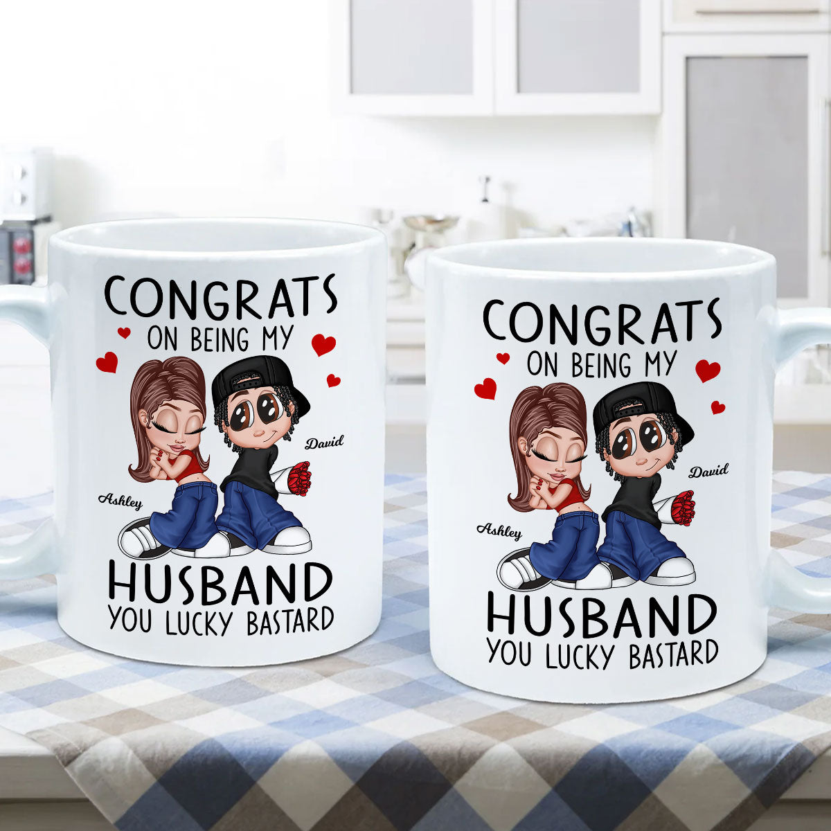 Congrats On Being My Husband You Lucky Bastard, Funny Personalized Mug, Gift For Him