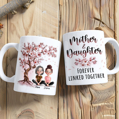 Mom And Daughters Under 3D Effect Blossom Tree Personalized Mug, Heartfelt Gift For Mom, Daughter
