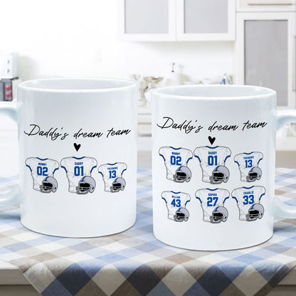 Daddy's Dream Team American Football Personalized Mug