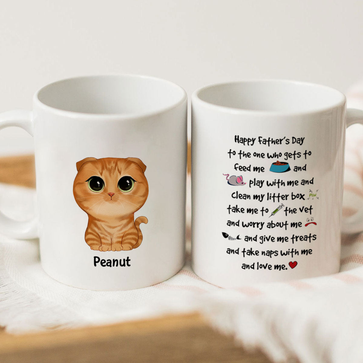 Watercolor Cute Cats Happy Father' Day Cat Things Personalized Mug