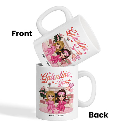 Galentine Gang Pretty Besties Sisters In House Personalized Mug, Mug, Social Club, Besties Gift