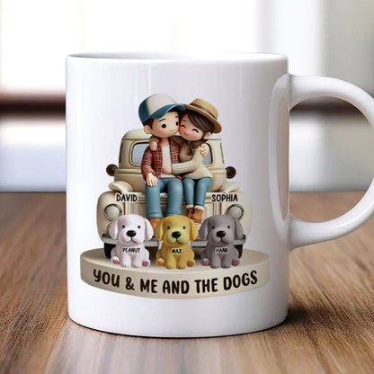 Couple On Truck You Me And The Dog Cats Personalized Mug, Heartfelt Gift For Couple, For Dog Lovers, Cat Lovers, Pet Lovers