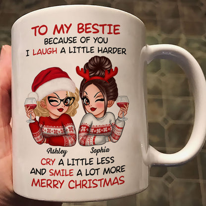 To My Bestie Sassy Girls Personalized Mug, Funny Christmas Gift For Sisters