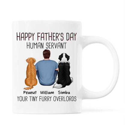 Back View Man And Dog Sitting Happy Father's Day Human Servant Personalized Mug