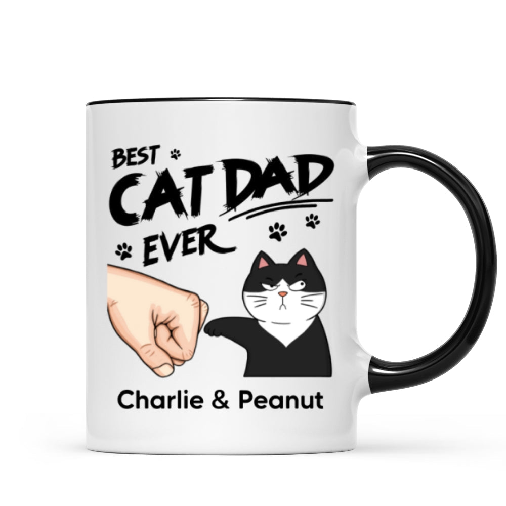 Best Cat Dad Ever Fist Bump Funny Cute Cats Personalized Mug
