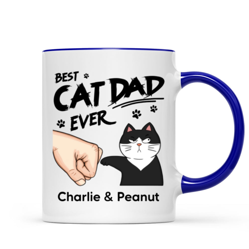 Best Cat Dad Ever Fist Bump Funny Cute Cats Personalized Mug