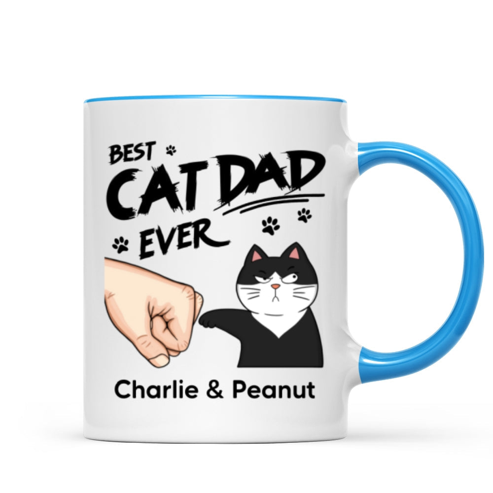 Best Cat Dad Ever Fist Bump Funny Cute Cats Personalized Mug