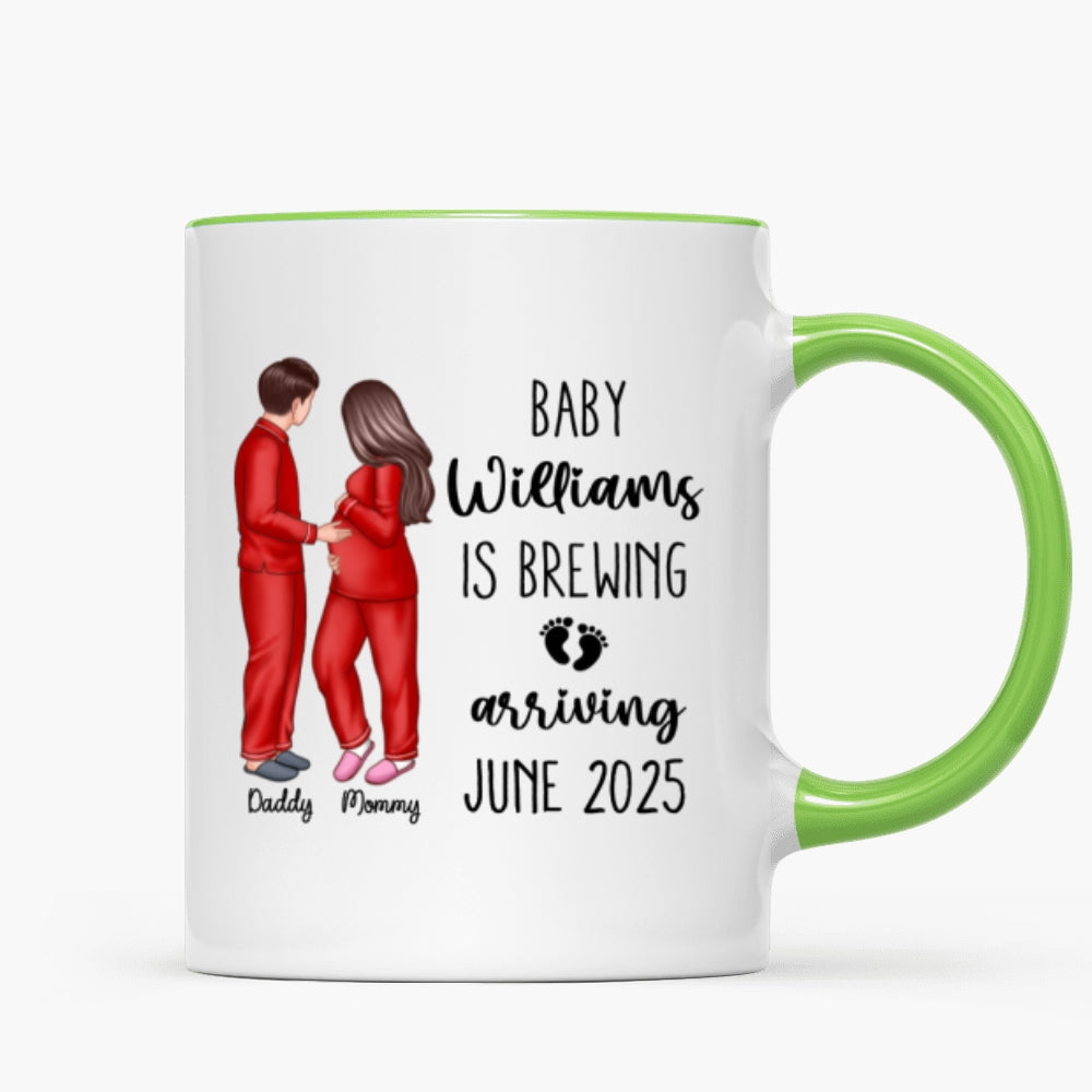 Baby Is Brewing Pregnancy Couple Personalized Mug Expecting Mom Gift, Expecting Parents Gift, Gift
