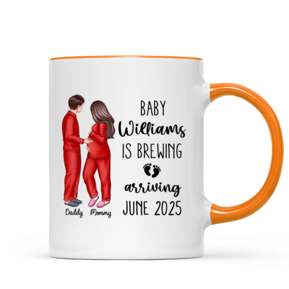 Baby Is Brewing Pregnancy Couple Personalized Mug Expecting Mom Gift, Expecting Parents Gift, Gift