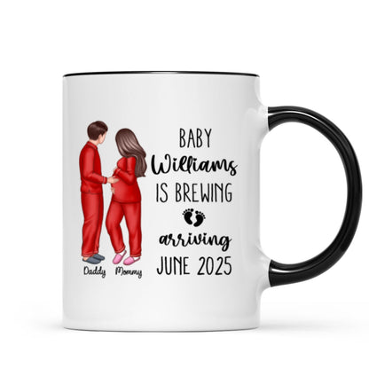 Baby Is Brewing Pregnancy Couple Personalized Mug Expecting Mom Gift, Expecting Parents Gift, Gift