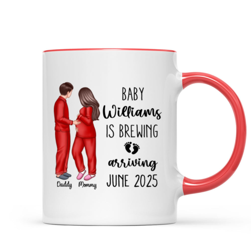 Baby Is Brewing Pregnancy Couple Personalized Mug Expecting Mom Gift, Expecting Parents Gift, Gift