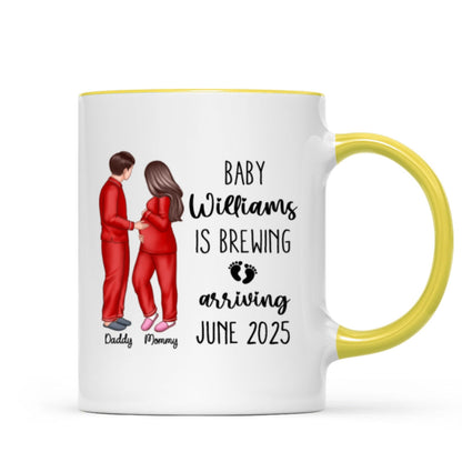 Baby Is Brewing Pregnancy Couple Personalized Mug Expecting Mom Gift, Expecting Parents Gift, Gift