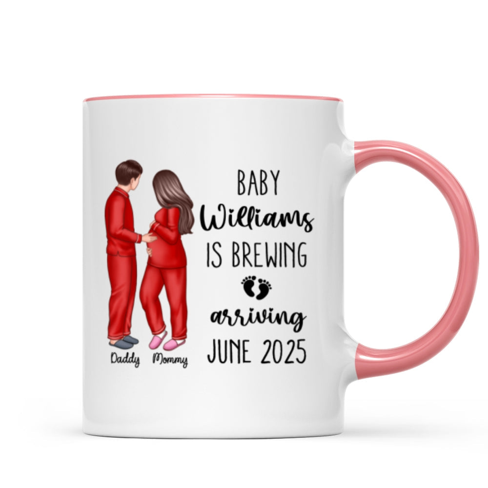 Baby Is Brewing Pregnancy Couple Personalized Mug Expecting Mom Gift, Expecting Parents Gift, Gift