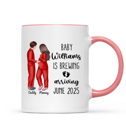 Baby Is Brewing Pregnancy Couple Personalized Mug Expecting Mom Gift, Expecting Parents Gift, Gift