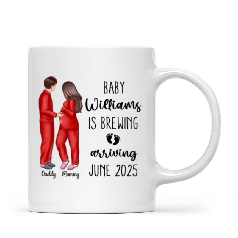 Baby Is Brewing Pregnancy Couple Personalized Mug Expecting Mom Gift, Expecting Parents Gift, Gift