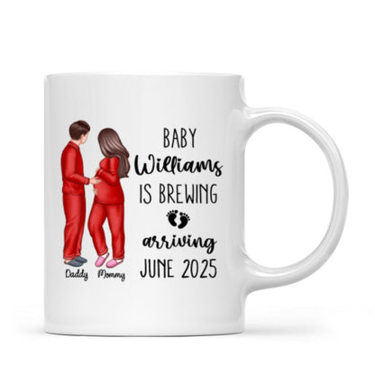 Baby Is Brewing Pregnancy Couple Personalized Mug Expecting Mom Gift, Expecting Parents Gift, Gift