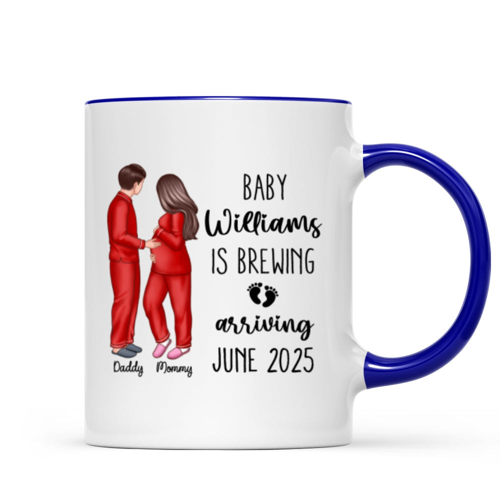 Baby Is Brewing Pregnancy Couple Personalized Mug Expecting Mom Gift, Expecting Parents Gift, Gift