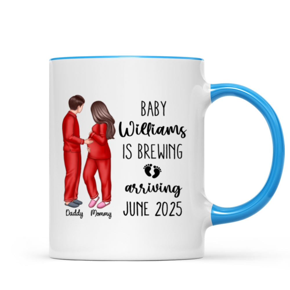Baby Is Brewing Pregnancy Couple Personalized Mug Expecting Mom Gift, Expecting Parents Gift, Gift