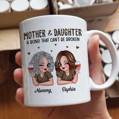 Leopard Pattern Mother Daughter Bond That Can't Be Broken Personalized Mug, Gift For Daughter