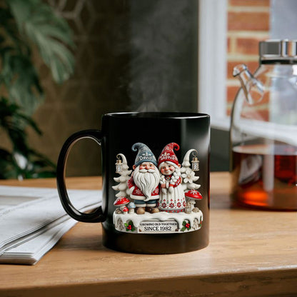 3D Effect Gnome Couple Together Personalized Mug, Heartfelt Gift For Couple, For Him, For Her, Husband, Wife