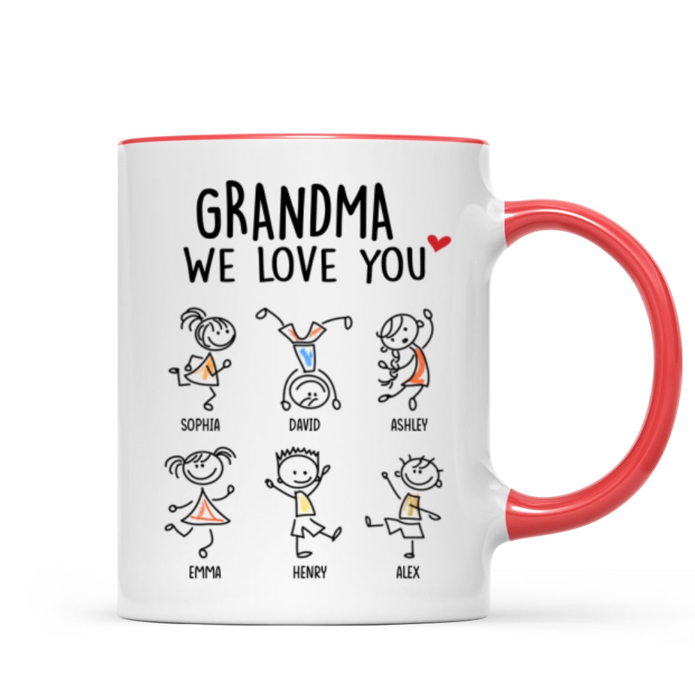 Drawing Kids We Love You Gift For Dad Mom Grandma Grandpa Personalized Mug