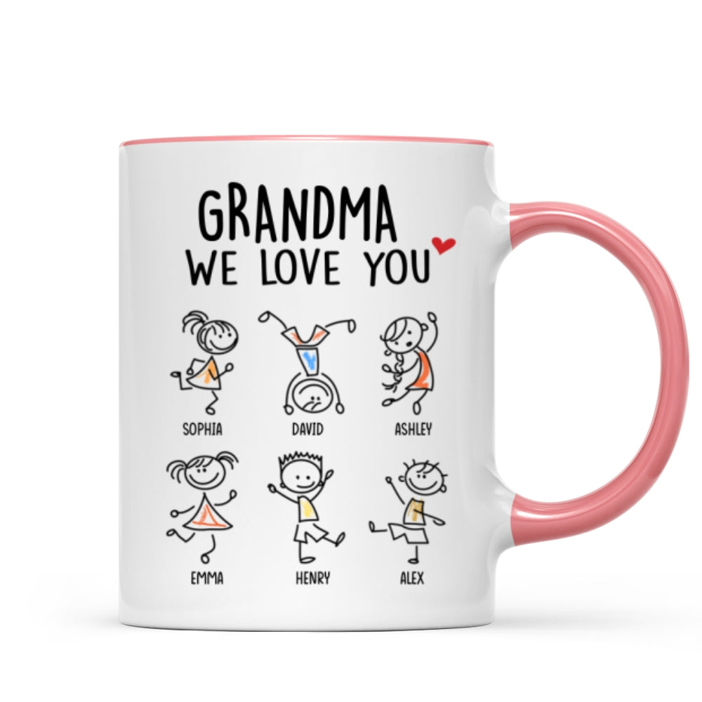 Drawing Kids We Love You Gift For Dad Mom Grandma Grandpa Personalized Mug