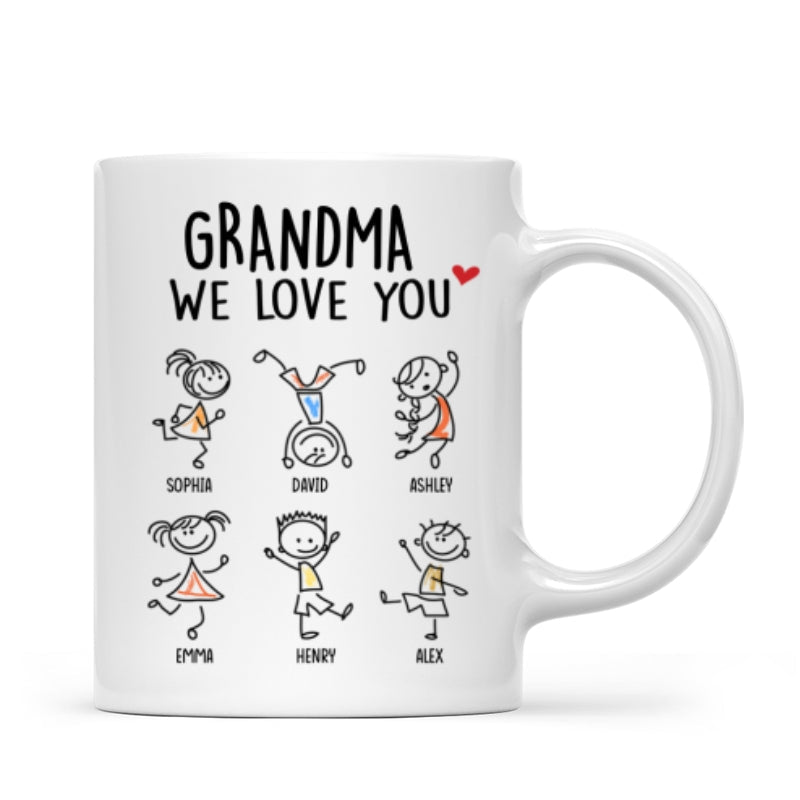 Drawing Kids We Love You Gift For Dad Mom Grandma Grandpa Personalized Mug