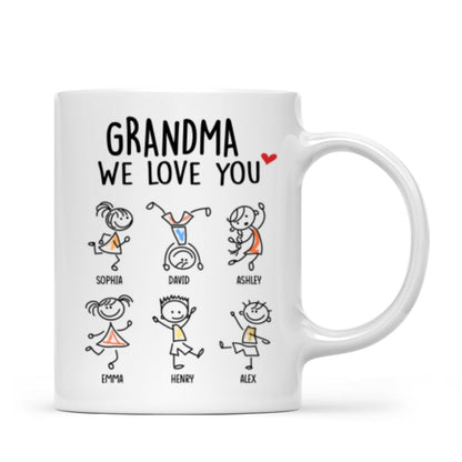 Drawing Kids We Love You Gift For Dad Mom Grandma Grandpa Personalized Mug
