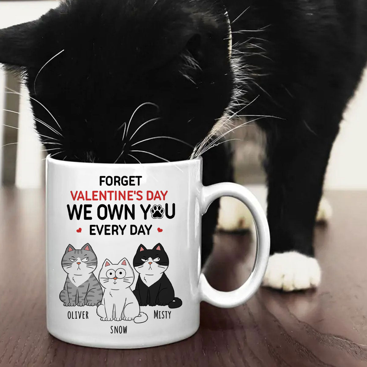 Forget We Own You Everyday Funny Personalized Mug for Cat Moms, Cat Dad