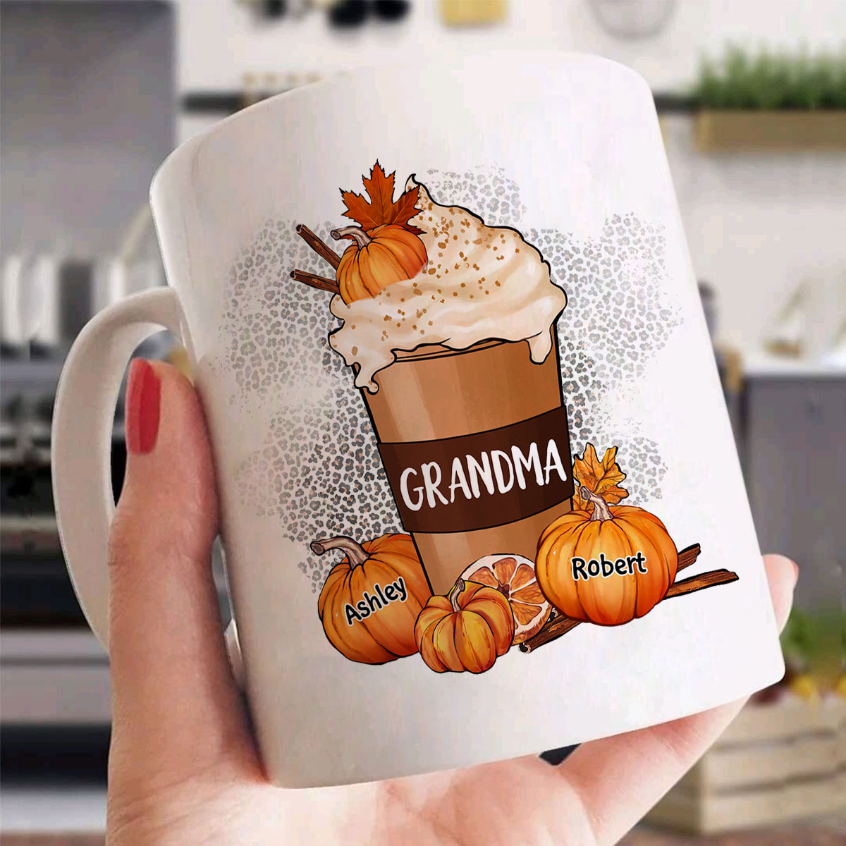 Grandma Mom Pumpkin Spice Latte Personalized Mug