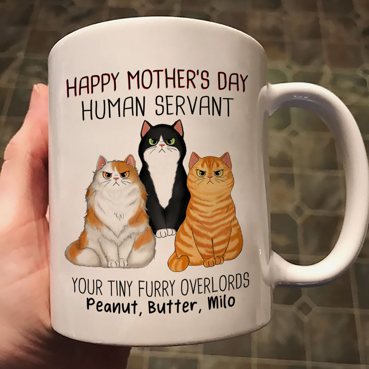 Angry Cats Happy Mother's Day Cat Human Servant Personalized Mug