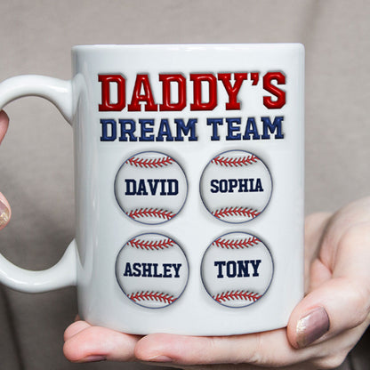 Daddy's Dream Team Baseball 3D Inflated Effect Personalized Mug