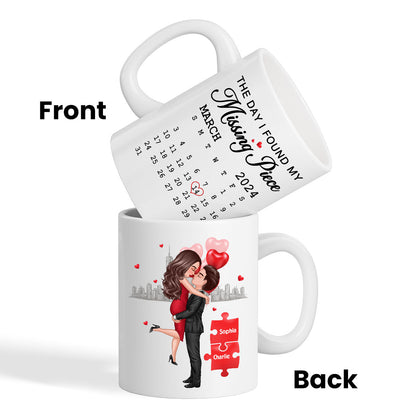 The Day I Found My Missing Piece Calendar Keepsake Personalized Mug, Gift, Anniversary Gift For Couple