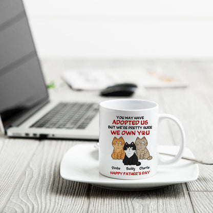 Funny Cute Cats We Own You Personalized Mug, Father's Day Gift For Cat Dad
