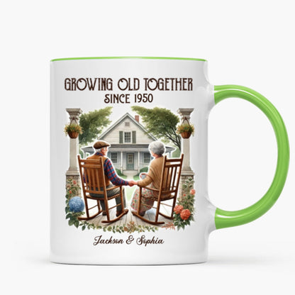 Couple Sitting On The Porch Growing Old Together Since Personalized Mug, Heartfelt Gift For Couple, For Him, For Her, Husband, Wife
