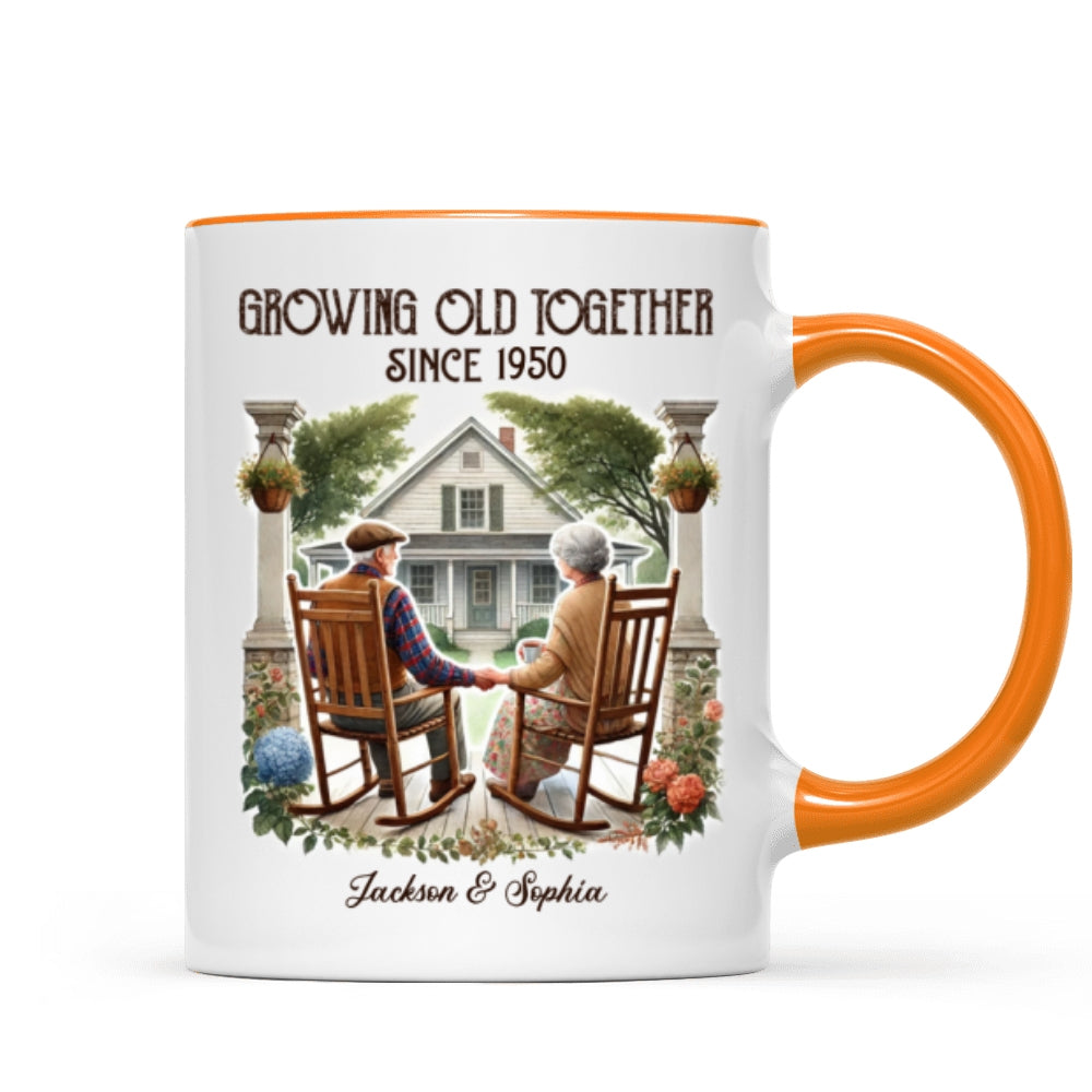 Couple Sitting On The Porch Growing Old Together Since Personalized Mug, Heartfelt Gift For Couple, For Him, For Her, Husband, Wife