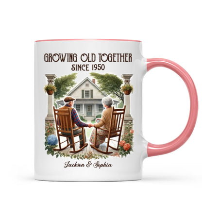 Couple Sitting On The Porch Growing Old Together Since Personalized Mug, Heartfelt Gift For Couple, For Him, For Her, Husband, Wife