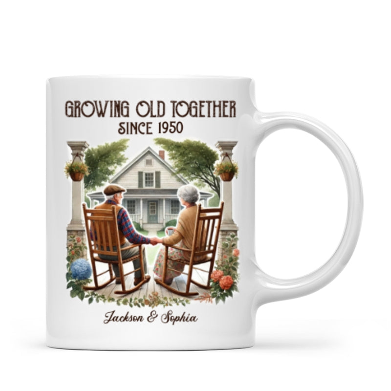Couple Sitting On The Porch Growing Old Together Since Personalized Mug, Heartfelt Gift For Couple, For Him, For Her, Husband, Wife