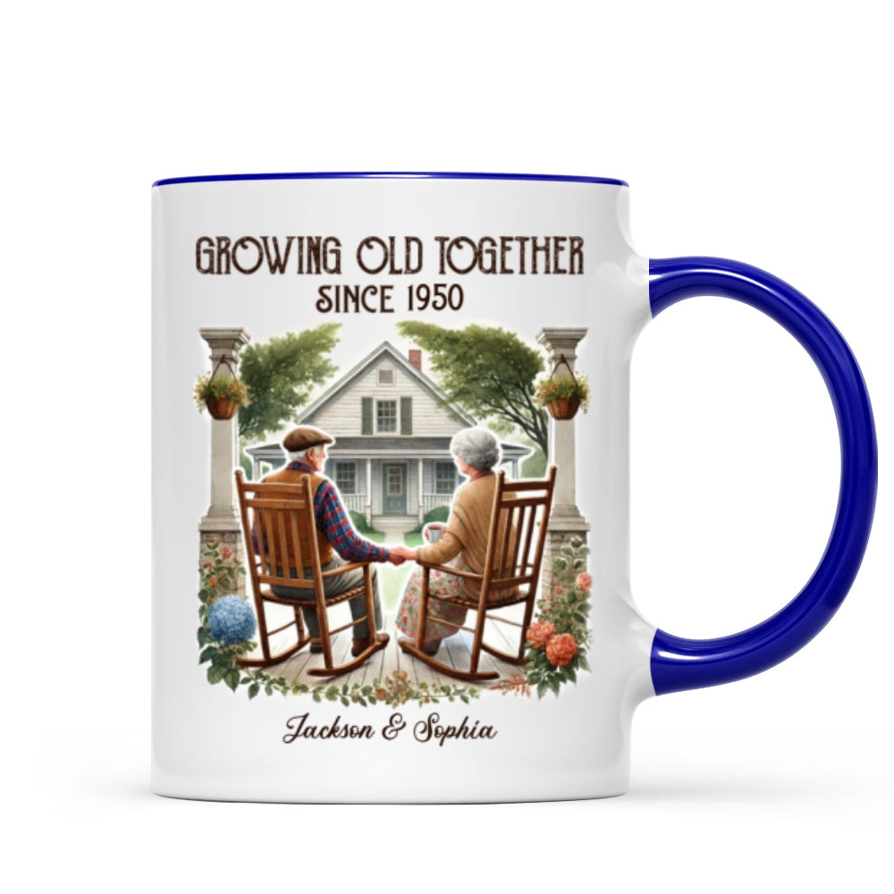 Couple Sitting On The Porch Growing Old Together Since Personalized Mug, Heartfelt Gift For Couple, For Him, For Her, Husband, Wife