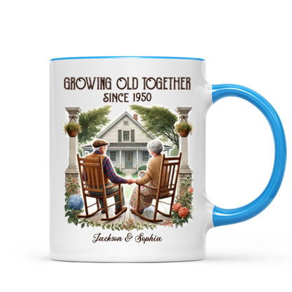 Couple Sitting On The Porch Growing Old Together Since Personalized Mug, Heartfelt Gift For Couple, For Him, For Her, Husband, Wife