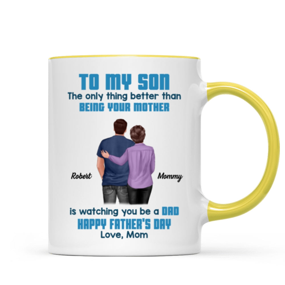 To My Son From Mom Dad Blue Tone Personalized Mug| Heartfelt Father's Day Gift For Son