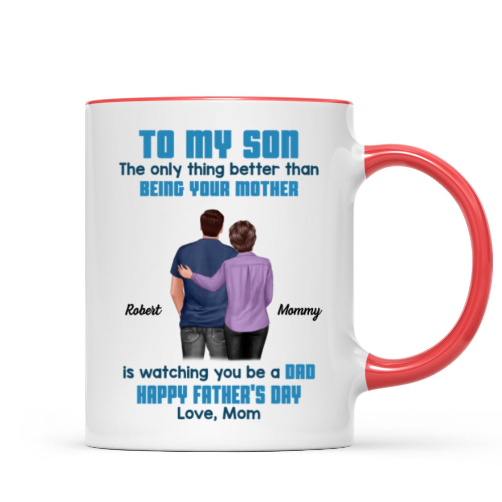 To My Son From Mom Dad Blue Tone Personalized Mug| Heartfelt Father's Day Gift For Son