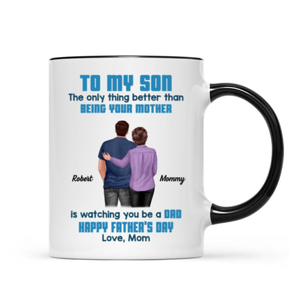 To My Son From Mom Dad Blue Tone Personalized Mug| Heartfelt Father's Day Gift For Son