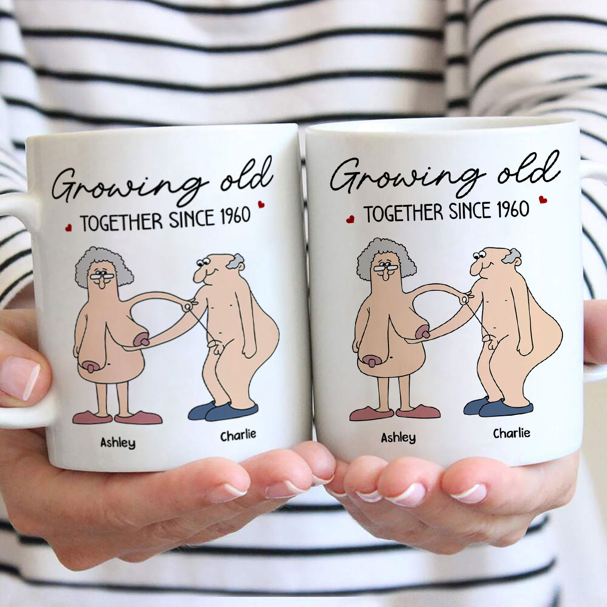 Want To Grow Old With You Funny Old Couple Anniversary Keepsake Gift Personalized Mug