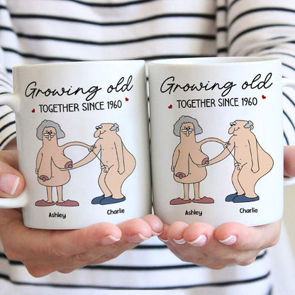 Want To Grow Old With You Funny Old Couple Anniversary Keepsake Gift Personalized Mug