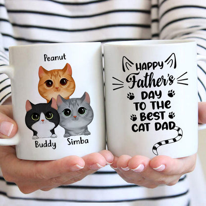 Happy Father's Day To The Best Cat Dad Cat Shape Watercolor Cute Cats Personalized Mug