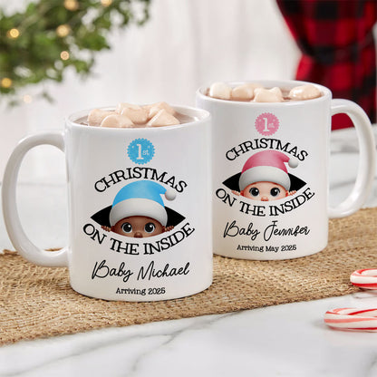Personalized Baby's First Christmas On the Inside Mug, Custom Pregnancy Reveal Mug, Expecting Parents